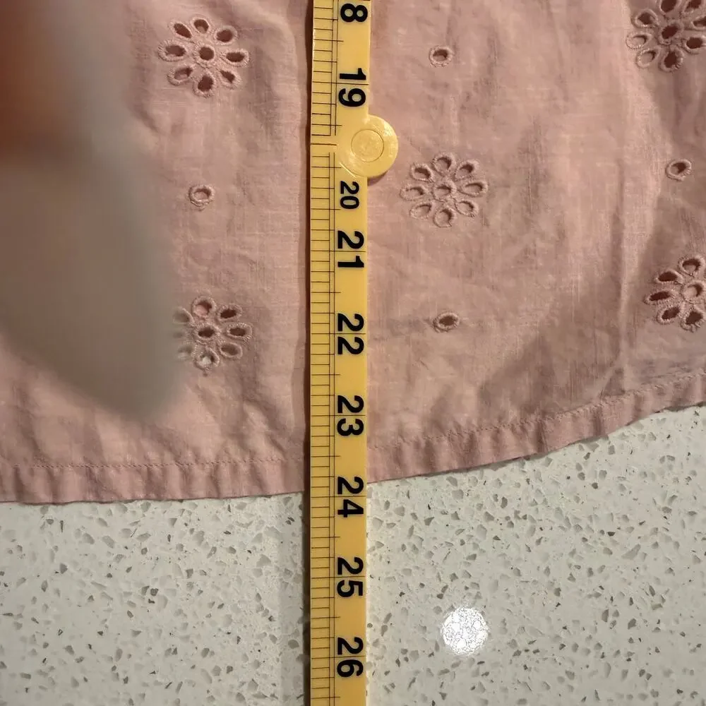 Boden Pink Altheda Broderie Top Embroidered Eyelet Cotton Puff Sleeve Cottage 6